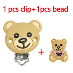 2pcs/set Silicone Cartoon Animal Pacifier Clip Molar Bead DIY Pacifier Chain Jewelry Accessories
