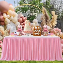 Polyester Table Skirt for Rectangle Tables Wrinkle Resistant Pleated Ruffle Table Cloth for Banquet, Wedding, Gift Dining Table