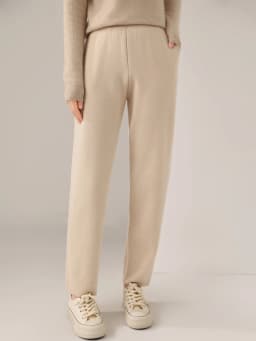 Women's Wool Pencil Pants Autumn Winter Office Lady Style Threaded Elastic Waist Trousers 100% Merino Wool Knitted Thicken Pants