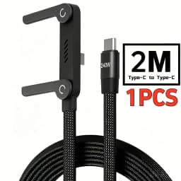 2-in-1 240w Built In Phone Stand Charging Cable USB C To USB C Quick Charge Data Wire For iPhone 17 Foldable Bracket Type C Cord