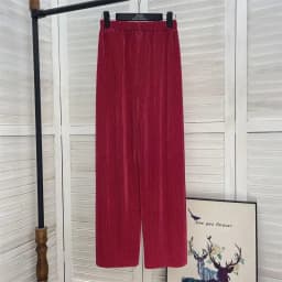 Summer Thin Chiffon Wide Leg Pants For Women Casual Candy Color Loose Long Pants Lady Solid Color Straight Pleated Trousers