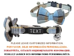 Personalized Cat Collar Name ID Bowknot Safety Breakaway Bow Tie Buckle Plaid Chihuahua Necklace Elastic Adjustable Dog Collar