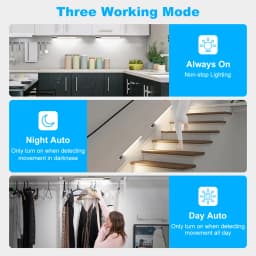 Upgraded Motion Sensor Light 3 Color Adjustable Rechargeable Night Lamp Under Cabinet Light Bar with Digital Screen Easy Install