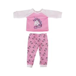 Cute Doll Pattern Pajamas for18inch doll&43 cm Reborn doll Flannel Homewear Set with Cartoon Design, Cozy Sleepwear Loungewear