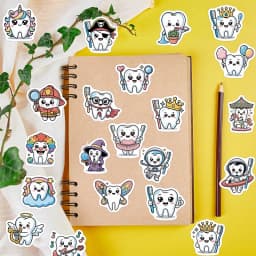 100PCS Tooth Cartoon Graffiti Stickers DIY Notebook Phone Guitar Water Bottle Luggage Helmet Bicycle Notebook Decoration Decals