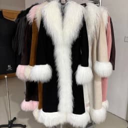 YOLOAgain Real Mongolia Sheep Fur Jacket Long Dark Brown Suede Coat Women