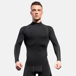 Men's High neck Long Sleeve Compression Shirts Cool Dry Sun Protection Sports Tights Undershirts Running Gym Tops