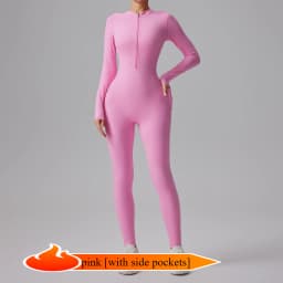 Naked Feel Yoga Unitard with Half Zip, Slimming Dance Bodysuit for Women, Seamless Gym Wear One Piece Workout Suit Spring Autumn
