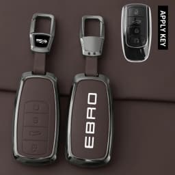 Alloy Leather Car Key Case Cover Shell Fob for Chery EBRO S400 S700 S800 Protection Key Bag Keychain Auto Interior Accessories