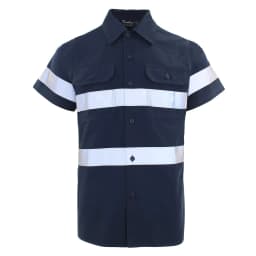 Hi Vis Viz Shirts Safety Construction Workwear Two Tone 100% Cotton Reflective Long Sleeve