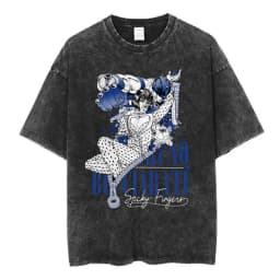 Vintage Washed Anime Jojo Bizarre Adventure T-shirt Giorno Giovanna Manga Graphic T-shirts Men's Clothing Cotton Casual T shirts