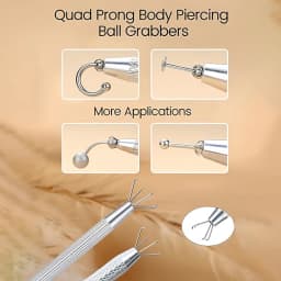 1PC Stainless Steel Piercing Ball Grabber Tool Pick Up Tool 4 Claw Holder Diamond Tweezers for Small Parts Horseshoe Nose Ring