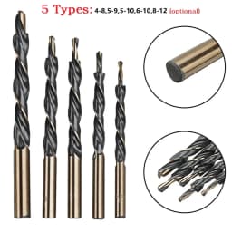 1pc HSS Cobalt Coated Twist Step Drill Bits 8-4/9-5/10-5/10-6/12-8mm Woodworking Tool For Manual Pocket Hole Jig