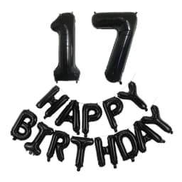 Black 32-Inch Number 1-30 Balloons and 16-Inch 'Happy Birthday' Letter Foil Balloons Set Birthday Party Decoration Supplies