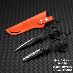 HISADA Hairdressing Scissors Black Suit 6.0 6.5 7.0 Advanced Black Coating Scissors, VG10 Steel Professional Hairdressing Scisso