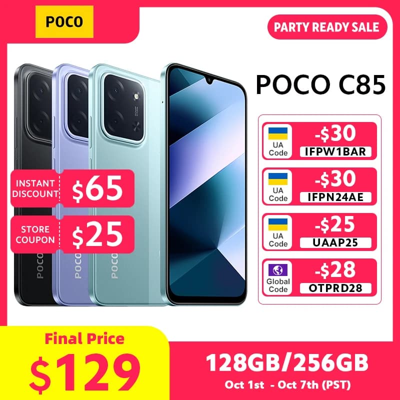 POCO C85 Global Version Smartphone 128/256GB Helio G81-Ultra 6000mAh battery 6.9" display 50MP Camera 33W NFC