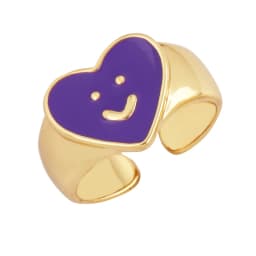 Love Heart Shape 18K Gold Plated Finger Ring,Colourful Enamel Coated Zircon Open Adjustable Rings Jewelry Findings Supplies P34