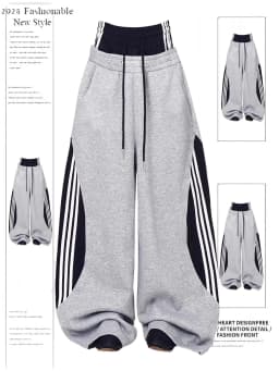 Retro American Fleece Lined Thickened Knife Wide Leg Pants Women's Winter Double Waist Dance Trousers Casual Striped Pants