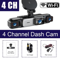 4CH WiFi Dash Cam for Car 360 DVR Camera APP Control 24H Parking Mode Video Recorder IR Night Vision