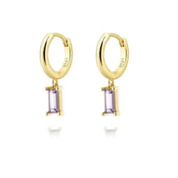 Huggies Earrings Purple white Green Blue Red Square Heart Silver Color Small Hoop Earrings for Women Girls Wedding Jewelry