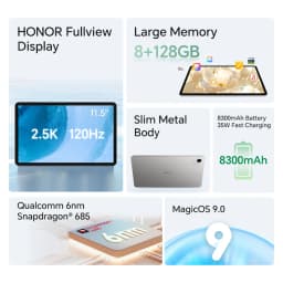 HONOR Pad X9a WiFi Global Version Tablet 11.5'' 120Hz LCD Screen 8300mAh Battery 8MP Camera Snapdragon 685 Android 15 Tablet PC