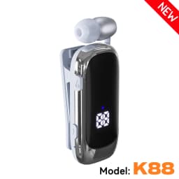 New Lavalier Business Bluetooth Headphone Talk/Music Time 20 Hours,LED Digital Display,Noice Cancelling Wireless Earphone
