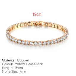 Chic 4mm Round Colorful Crystal Tennis Bracelets Silver Color Adjustable Folding Buckle Chain Bracelet on Hand Fashion Jewelry