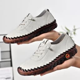 New Unique Oxford Shoes 43 44 Women's Split Leather Loafers Woman Orthopedic Moccasins Mother Designer Laced Daily Walking Flats