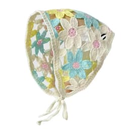 Creative Multicolor Knitting Flower Headband Little Daisy French Crochet Triangle Headscarf Spring Outing Pastoral Style Scarf
