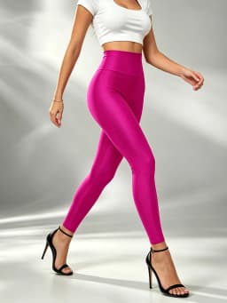 New Trendy Bright-colored Shiny Back-neck Letter Print Sexy Base Pants For Casual Wear For Ladies With A Nine-inch Length