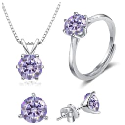 4CT 925 Sterling Silver Jewelry Set VVS1 Full Moissanite Pendant Necklace Ring Earrings for Women Fashion Dating Accessories