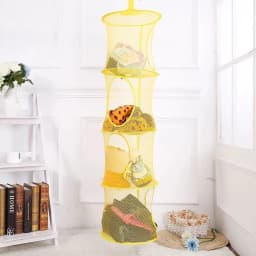 Foldable Plush Animal Storage Net 4 Compartments Hanging Mesh Toy Storage Hammock for Kids Room Toys Gloves Hats Socks