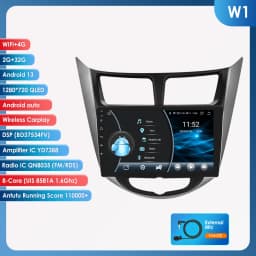Hizpo Android Auto 2 Din For Hyundai Solaris Verna Accent 1 2010-2016 Car Radio Multimedia Video Player Carplay 4G WIFI GPS 7862