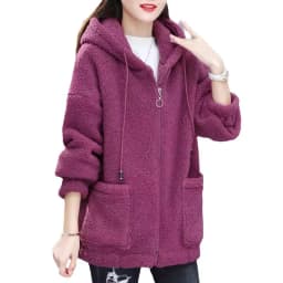 Women Hooded Coat Chic Fleece Thick Solid Color Pockets Long Sleeves Loose Warm Plush Zipper Cardigan Outdoor Autumn Winter New