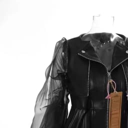 Fashionable and domineering women'sperspective patchwork mesh leather jacket motorcycle rock zipper jacket premium Women's tops
