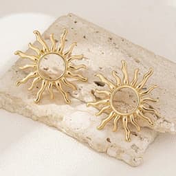 1 Pair Fashion Temperament Elegant Sun Flower Stud Earrings for Women Suitable Individuation Party Wedding Jewelry Birthday Gift