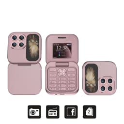 SERVO Mini Pocket Foldable Mobile Phone 1.77" Screen Magic Voice FM Radio Speed Dial Dual SIM Bluetooth Feature Cellphone Torch