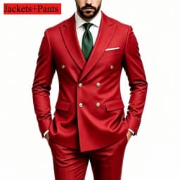 Men's Peak Lapel Double Breasted Golden Button Flap Pocket Business Commute Suit Men Trending Luxury Formal Slim Fit Groom Suit