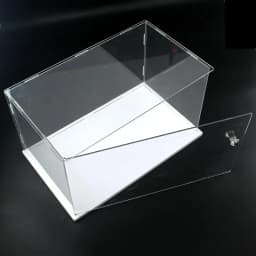 1pc Clear Acrylic Display Case,Display Box Stand with White Base,with Door, Dustproof Protection Showcase for Collectibles