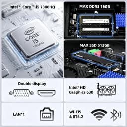 TexHoo MINI PC intel i5 7300HQ memoria ram DDR3 8G/16GB SSD 256G/512G WIFI5 Windows10 Desktop Computer 3 Display Output 4K@60Hz