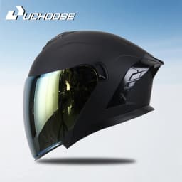 715-Motorcycle Dual Visor Flip-Up Modular Full-Face Helmet Anti-Fog Street Bike Racing Helmet for Women and Men Retro 3/4 Helmet