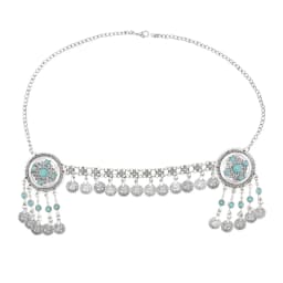Afghan Vintage Alloy Coin Tassel Turquoise Head Chains for Women Bohemian Boho Tribal Gypsy Statement Hairband Ethnic Jewelry