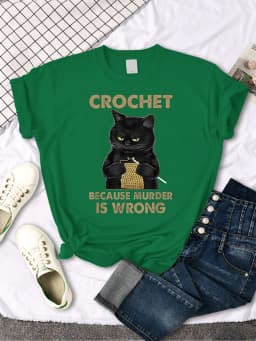 Crochet Because Murder Is Wrong Printing Female Tshirts Manga Summer T-shirt Summer Slim Tees Shirts Sports Slim Women T Shirts