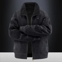 New Autumn Winter Men Washed Cotton Reversible Flight Jacket Lamb Fleece Fleece Lined Thick Warm Outerwear For Middle Aged Male