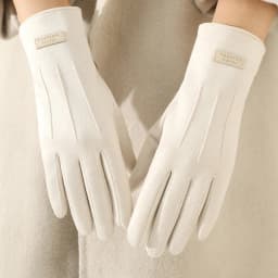 Autumn Winter Thin Not Bloated Suede Stripe Women's Gloves Keep Warm Touch Screen Elasticity Fashion Elegant Outdoor Cycling