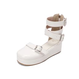 Oversized Shiny Patent Leather Ankle Strap Roman Style Women's Sandals Platform Flat Breathable Belt Buckle Summer Sandals