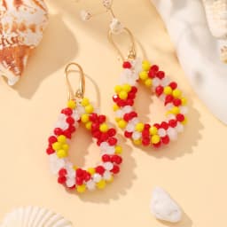 INKDEW Small Earrings National Flag Colors Water Drop Earrings for Women Handmade Beads Crystal Earrings Gift Jewelry EA124