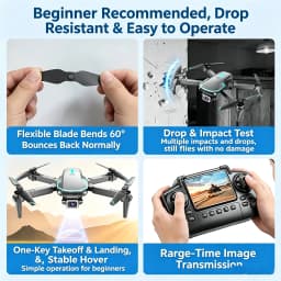 TONGLI Foldable Drone RC Quadcopter with 3.1‑Inch Large‑Screen Remote Control Single‑Camera Aerial Version One‑Key Takeoff Gesture Photo Headless Mode Long Battery Life Long‑Range Portable FPV Aircraft for Teen & Adult Beginners Ideal Photography Gift