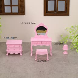 Hot 1Set 1:12 Dollhouse Mini Hair Styling Set Hair Dryer Comb Mirror Mini Furniture Bedroom Scene Pretend Play Table Miniature