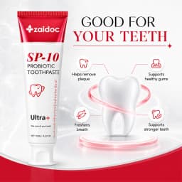ZaiDoc 3Pcs Toothpaste Set : Probiotic + Coconut Whitening + Clear Gel with Christmas Hearts Nano Hydroxyapatite Natural Oral Care 120g Each